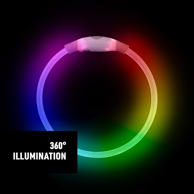 Nite Ize NiteHowl Mini Rechargeable LED Safety Necklace, Disc-O Select - Light Up Dog Necklace with LED Lights - Dog Accessories with Rechargeable Batteries - Mini, Disc-O Select