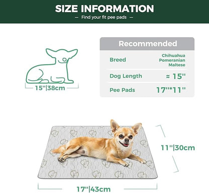 FXW Washable Pee Pads for Dogs, Leak-Proof & Non-Slip, Specifically Designed for 18inch Cages, 11" x 17" Rectangle, Khaki, 4 Packs