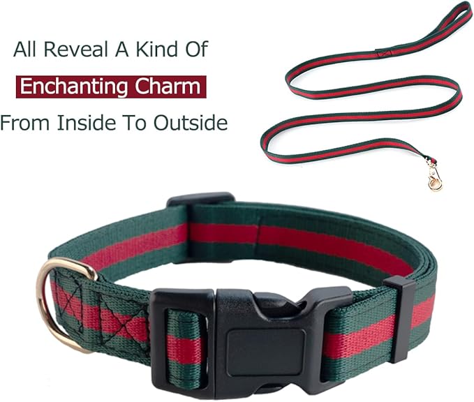 Elegant Dog Collar and Leash Set - Durable Soft Pet Collars and Leashes, Luxury Gift for Medium Dogs