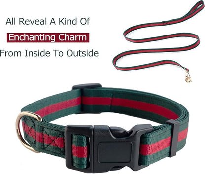 Elegant Dog Collar and Leash Set - Durable Soft Pet Collars and Leashes, Luxury Gift for Medium Dogs