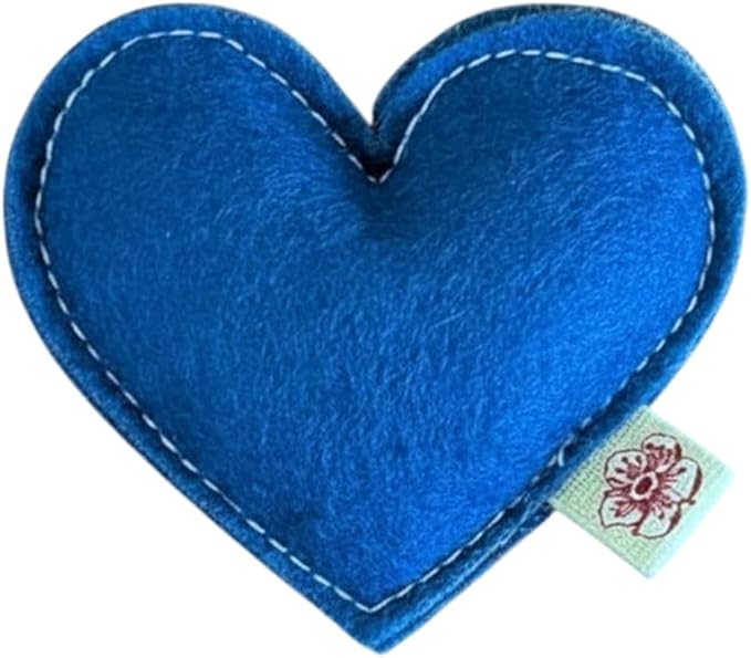 Catnip Toy – Heart Shape, Organic Catnip, 100% Wool Felt, Grown & Made in The USA - Blue