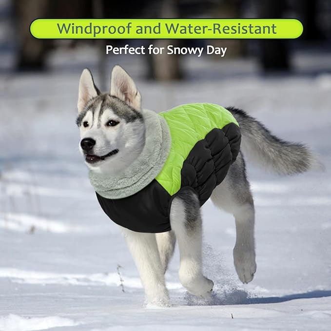 Lelepet Dog Coat Warm Dog Winter Coat Waterproof Dogs Jacket with Harness Built in Reflective Pet Fleece Vest Zip-Up Cold Weather Coats for Small Dogs Turtleneck & Windproof Coats Yorkie Lime S