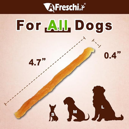 A Freschi srl Turkey Tendons for Dogs, USA-Sourced, Healthy Dog Treats, Rawhide-Free Puppy Chews, All Natural, Hypoallergenic Dog Treats, Soft Strips, 3.5 oz Pack