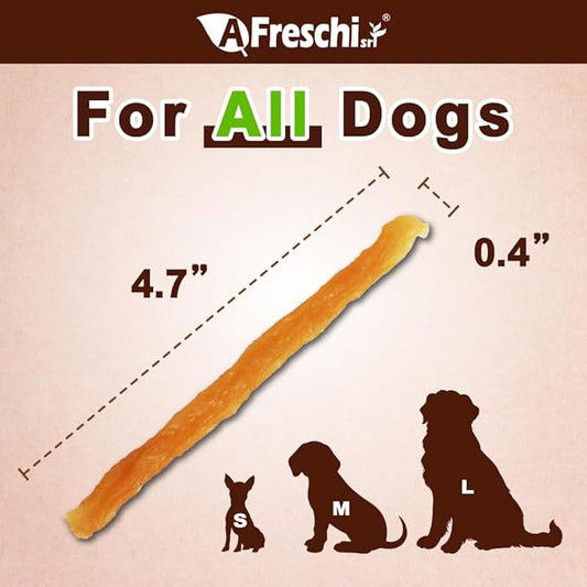 A Freschi srl Turkey Tendons for Dogs, USA-Sourced, Healthy Dog Treats, Rawhide-Free Puppy Chews, All Natural, Hypoallergenic Dog Treats, Soft Strips, 3.5 oz Pack