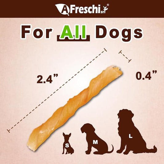 A Freschi srl Turkey Tendons for Dogs, USA-Sourced, Healthy Dog Treats, Rawhide-Free Puppy Chews, Long Lasting, All Natural, Hypoallergenic Dog Treats, Coil (S), 3 oz Pack