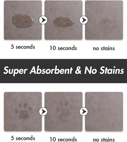 MontVoo-Absorbent Pet Feeding Mat-No Stains Pet Mat for Food and Water Bowl-Quick Dry Cat & Dog Food Mat Water Dispenser Mat-Pet Supplies Mat-Dog Water Bowl Mat for Messy Drinker,（Brown,16"x24"）