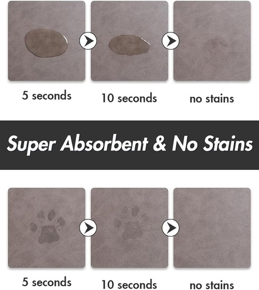 MontVoo-Absorbent Pet Feeding Mat-No Stains Pet Mat for Food and Water Bowl-Quick Dry Cat & Dog Food Mat Water Dispenser Mat-Pet Supplies Mat-Dog Water Bowl Mat for Messy Drinker,（Brown,17"x28"）