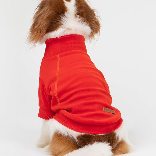 Fitwarm 3 Pack Classic Fleece Dog Sweater, Winter Clothes for Small Dogs Boy Girl, Turtleneck Dog Sweatshirt, Pet Apparel, Orange Red, Royal Blue, Neon Yellow, Large