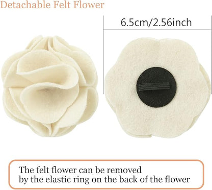 ARING PET Velvet Dog Collars, White Soft Pet Collar with Detachable Felt Flower Metal Buckle for Puppy Small Medium Large Boy Girl Dogs-XS