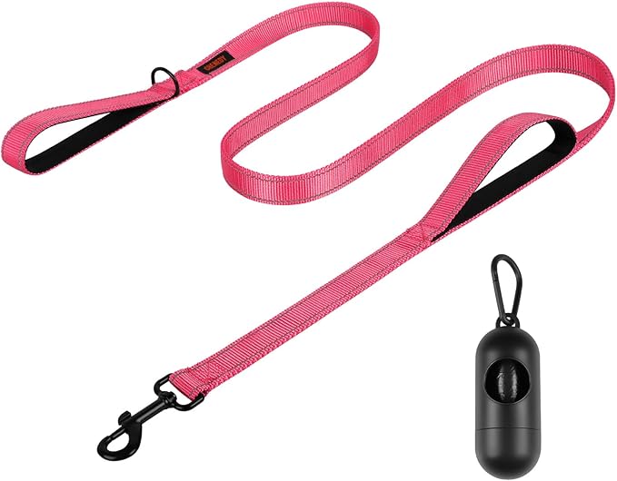 Dog Leash, Heavy Duty Dog Leash, Leashes for Large Breed Dogs .5FT.6FT, Double Handle Dog Leash, Reflective Training Lead, Perfect for Medium to Large Dogs(5FT, Pink)