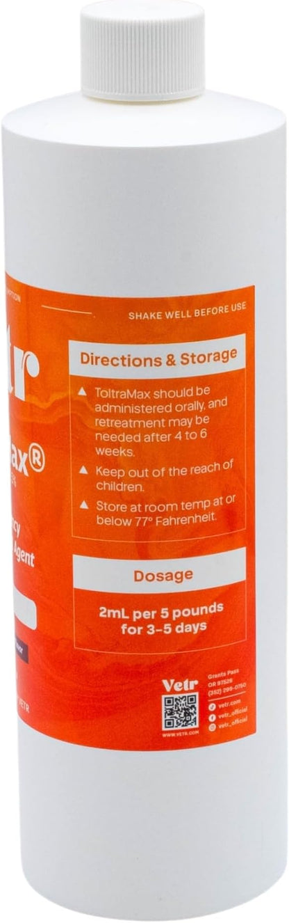 ToltraMax Toltrazuril 2.5% for Horses, Dogs, Cats, 500mL/16.9 Ounce, for Non-Food Chain Animals, Peanut Butter