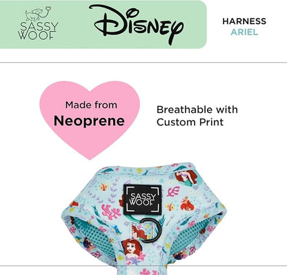 Sassy Woof Dog Adjustable Harness - Disney Princess Little Mermaid Ariel - XL, Breathable Mesh, No Pull Design with Two D-Rings, Perfect for Extra Large Dogs - Officially Licensed