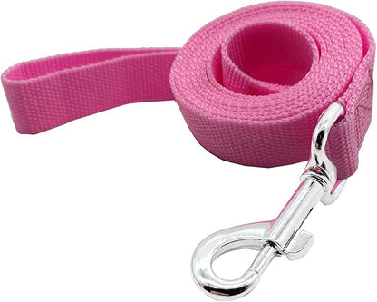 Nylon Dog Training Leash, Traction Rope, 4Ft /5 Foot /6 Feet Long, 3/4 Inch 1 Inch Wide, for Small and Medium Dogs (5/8'' x 6 FT, Pink)