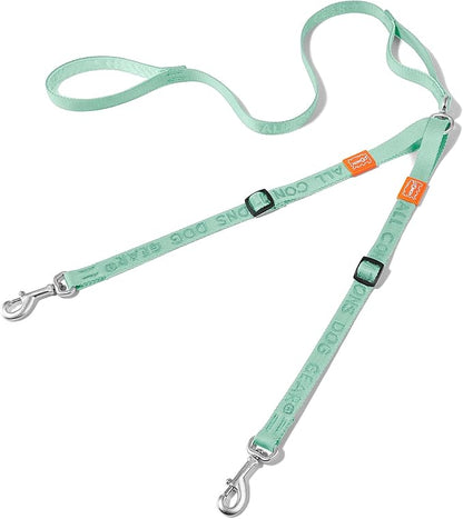 HOWGO Double Dog Leash, No Tangle 360° Swivel, Adjustable Two Padded Handles, Double Clip Dog Leash Coupler Splitter for 30~150 lbs Large and Medium Breeds (Mint Green, 4/5'' x 4.8 FT, Ultralight)