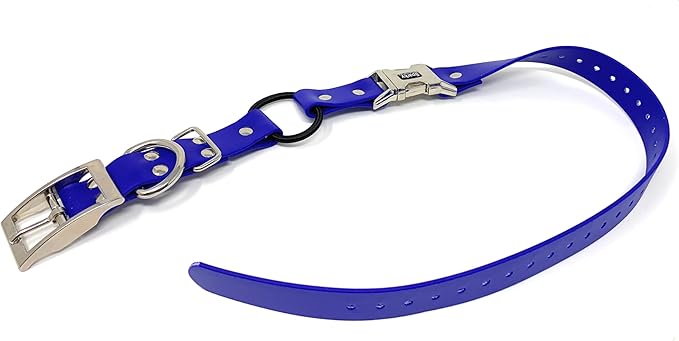 Sparky Pet Co - Zeus ECollar Replacement Strap - Bungee Loop Dog Collar - Waterproof Biothane - Adjustable - Double Buckle - Quick Snap Metal Clasp - for Invisible Fence Systems 3/4"" x 28" (Blue)