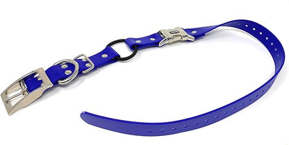 Sparky Pet Co - Zeus ECollar Replacement Strap - Bungee Loop Dog Collar - Waterproof Biothane - Adjustable - Double Buckle - Quick Snap Metal Clasp - for Invisible Fence Systems 3/4"" x 28" (Blue)