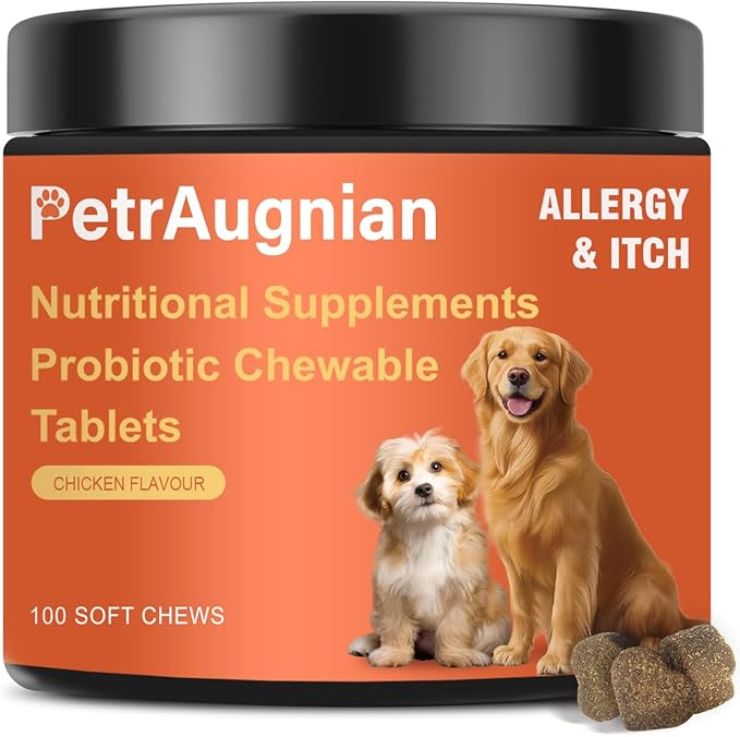 Dog Allergy Chews | Daily Support for Itchy Skin, Immune Health & Seasonal Allergies from Probiotics Omega 3 Quercetin Colostrum,Paw Licking, Pet Itchy Ear Relief Supplement - 100ct