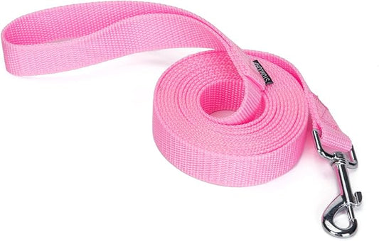 Siumouhoi 10 ft Strong Durable Nylon Dog Training Leash, Traction Rope, 1 Inch Wide, for Small and Medium Dog (Pink, 10 Feet)
