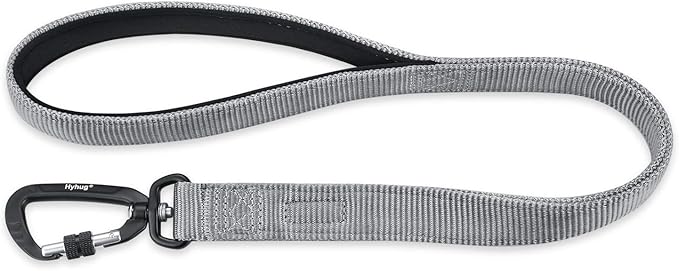 Hyhug Pets 24 Inches Heavy Duty Short Leash with Comfortable Handle and Lightweight Aviation Aluminium Clip Lead- for Large Medium Dogs Daily Walking and Training. (24 Inches, Sleet Gray)