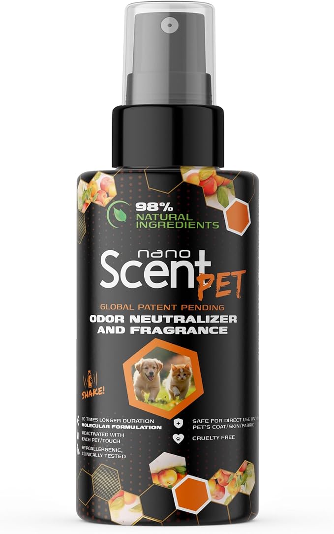 PET Odor Neutralizing Pet Freshening Spray, Nano-Activated, 98% Natural, Alcohol-Free Grooming Spray for Dogs, Cats & Fabrics, Long-Lasting Touch-Release Fragrance - Sweet Jazz (50mL)