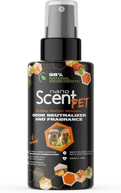 PET Odor Neutralizing Pet Freshening Spray, Nano-Activated, 98% Natural, Alcohol-Free Grooming Spray for Dogs, Cats & Fabrics, Long-Lasting Touch-Release Fragrance - Sweet Jazz (50mL)