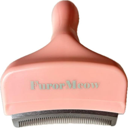 FurorMeow Pet Deshedding Tool with Curve Blade, Cat Grooming Brush, Tight V-shaped Teeth Shedding Comb for Cats and Dogs (Pink, Small)