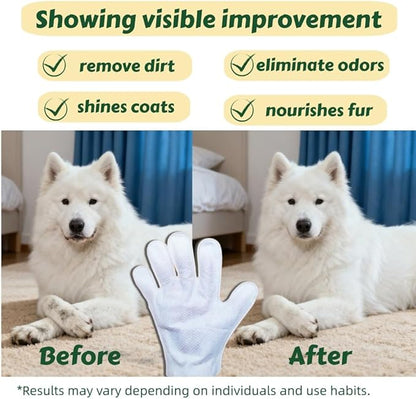QingYa 20-Pack Extra Thick Pet Cleaning Glove Wipes with Lid | Value Pack Dog & Cat Grooming Gloves | Rinse-Free Bath Wipes with Coconut, Aloe & Jojoba for Odor Control & Daily Care
