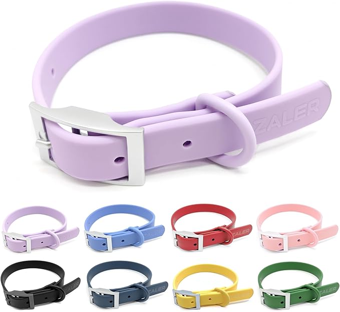 ZALER Waterproof Dog Collar, Adjustable Odor Proof Dog Collars Easy to Clean, Soft Comfortable Pet Collars for Large, Medium Small Dogs (Lilac Purple, S(Length:8.6''-12.6''; Width:0.75''))