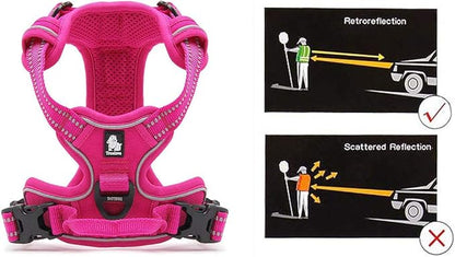 JUXZH Truelove No Pull Dog Harness with Easy Control Handle and 2 Leash Attachments,Reflective Adjustable Pet Vest