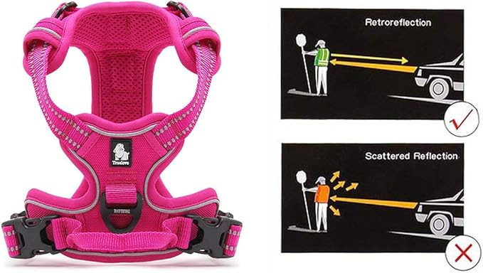 JUXZH Truelove No Pull Dog Harness with Easy Control Handle and 2 Leash Attachments,Reflective Adjustable Pet Vest