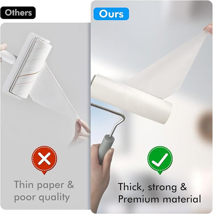 Extra Sticky Large Surface Lint Roller, 6.3'' Giant Lint Roller for Pet Hair, Lint Remover Roller for Cat Hair, Clothes, Furniture (1 Handle + 90 Sheets)