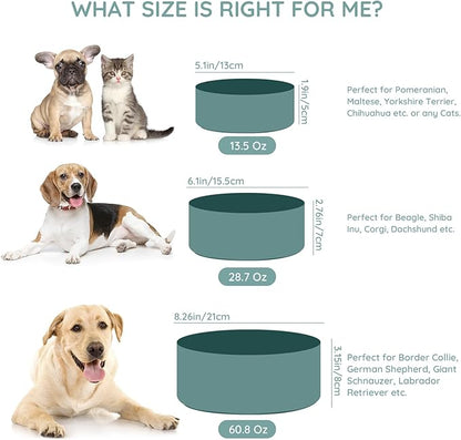 SPUNKYJUNKY 60 OZ Ceramic Dog and Cat Bowl, Modern Cute Weighted Food Water Bowl for Replacement Light Green (1 Pack)