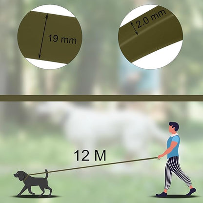 Wolfone 40ft Army Green Long Leash - Waterproof Training Dog Leash for Recall, Swimming, Camping, Beach, Hunting, Walking