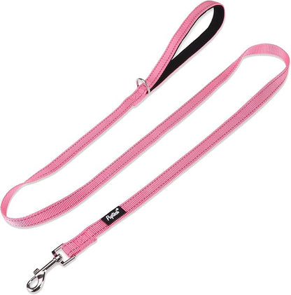 PUPTECK Reflective Dog Leash with Comfortable Padded Handle Durable Nylon Dog Lead for Small Medium and Large Dogs Cats Walking Running Training Outside, Light Pink
