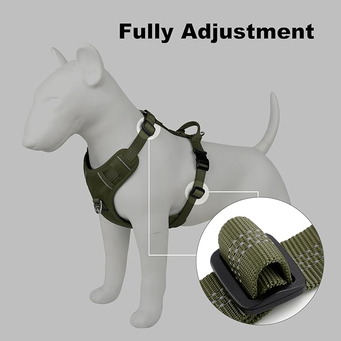 Plutus Pet No Pull Dog Harness, Reflective Adjustable Dog Vest Harness with Handle, Escape Proof, Soft Padded for Small Medium Large Dogs (Ranger Green, S)