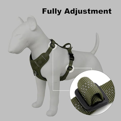 Plutus Pet No Pull Dog Harness, Reflective Adjustable Dog Vest Harness with Handle, Escape Proof, Soft Padded for Small Medium Large Dogs (Ranger Green, S)