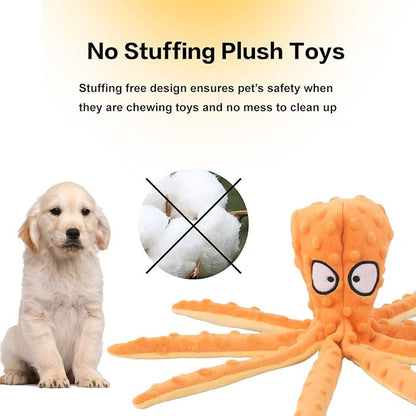 CPYOSN Dog Squeaky Toys Octopus - No Stuffing Crinkle Plush Toys for Puppy Teething, Durable Interactive Chew Toys for Small, Medium and Large Dogs Training and Reduce Boredom, 2 Pack