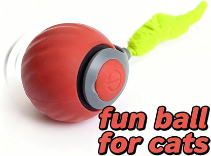Dr. Fluffyyes Interactive Cat Toy Ball - Motion-Activated, USB Rechargeable Cat Toys for Indoor Cats with Anti-Scratch Cover & 2 Changeable Tails - Enrichment Toy for Active Cats & Kittens