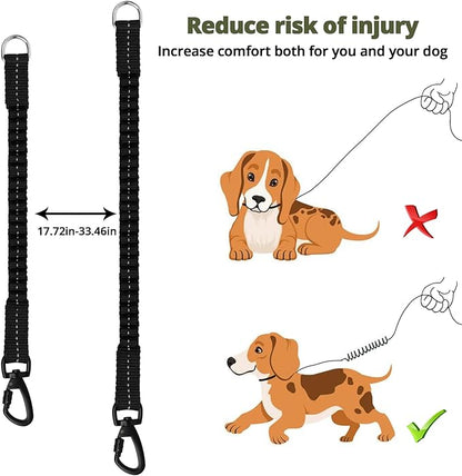 jenico Long Dog Leash 10FT: Heavy Duty Nylon Rope Leashes for Dogs Training with Reflective Threads Bungee and Padded Handle - Dog Lead for Large Small Medium Dogs Outside Walking Hiking