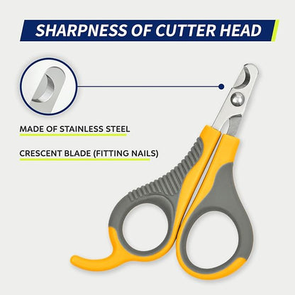 WePet Pet Nail Clippers U07.2, Professional Claw Trimmer, Scissor for Cats, Puppies, Kittens, Hamsters, Rabbits and Small Animals, Sharp, Safe, Small, Grey/Yellow