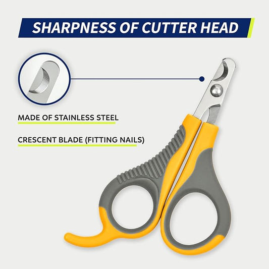 WePet Pet Nail Clippers U07.2, Professional Claw Trimmer, Scissor for Cats, Puppies, Kittens, Hamsters, Rabbits and Small Animals, Sharp, Safe, Small, Grey/Yellow