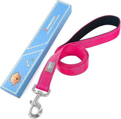 Dog Leash 6 FT Padded Handle Nylon Reflective Dogs Leashes for Small Dogs Hot Pink