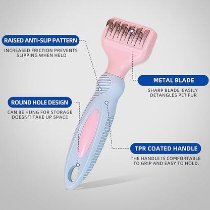 HOP Home of Paws Professional Pet Dematting Comb for Dogs and Cats, Stainless Steel Rounded Teeth, Gentle Knot and Tangle Removal Tool, Grooming Supplies