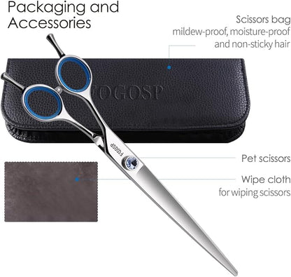 Straight Left Handed Dog Grooming Scissors 7.0'' Professional Dog Shears for Grooming for Pet Cat Japan 440C Dog Scissors for Small Dogs Super Sharp (7.0'' Straight)