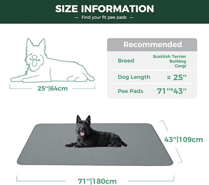FXW Washable Pee Pads for Dogs, Puppy Pads with Super Absorbent, Specifically Designed for FXW Rollick/Homeplus 32inch 6 Panels Dog Playpen, 43" x 71" Rectangle, Gray, 1 Pack