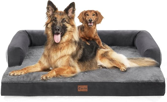 Casa Paw Orthopedic XXL Dog Beds, Waterproof Egg Crate Foam Big Pet Bed for All Breed Sized Dogs 53x42Inch, Washable Extra Large Dog Couch Bed with Removable Cover and Non-Slip Bottom, Dark Grey