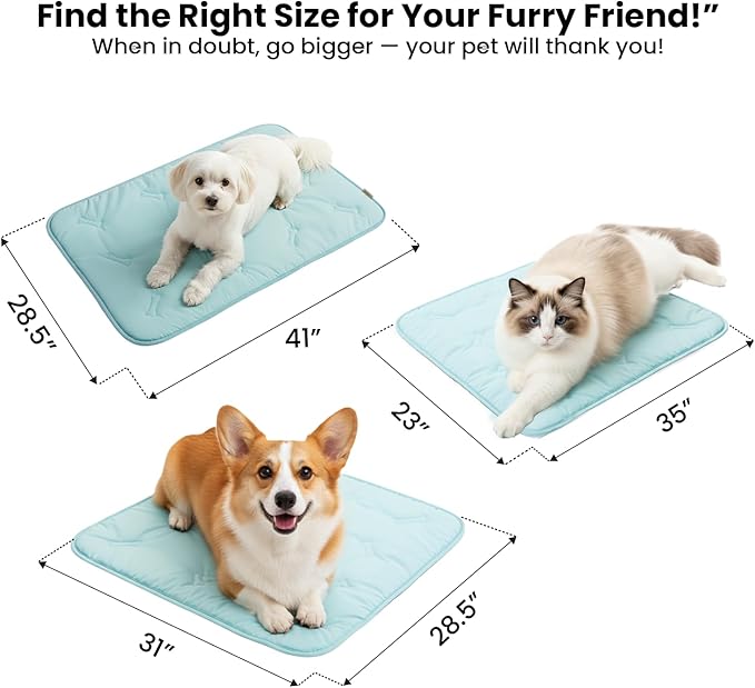 Dormora Cooling Pet Mat – 35x23 Dog or Cat Cool & Comfy, Soft Breathable Self-Cooling Pad, Pet-Safe, Durable, Perfect for Hot Weather, Naps, Crates, Cars, Couch, Washable & Easy to Take Anywhere, Blue