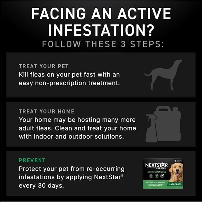 NEXTSTAR Flea and Tick Prevention for Dogs, Repellent & Control, Fast Acting Waterproof Topical Drops, Flea and Tick Prevention for Large Dogs, 3 Monthly Doses