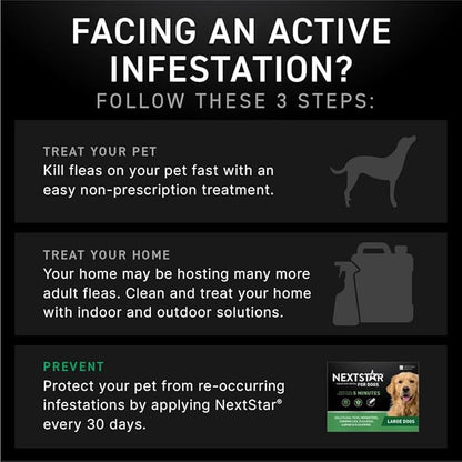NEXTSTAR Flea and Tick Prevention for Dogs, Repellent & Control, Fast Acting Waterproof Topical Drops, Flea and Tick Prevention for Large Dogs, 3 Monthly Doses
