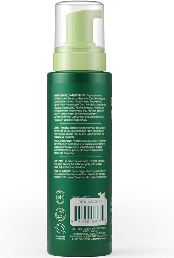 Earth Rated Waterless Dog Shampoo & Conditioner, Convenient No-Rinse Wash for Cleaning, Conditioning & Detangling, for All Coat Types, Refreshing White Tea and Basil Scent, 7 oz